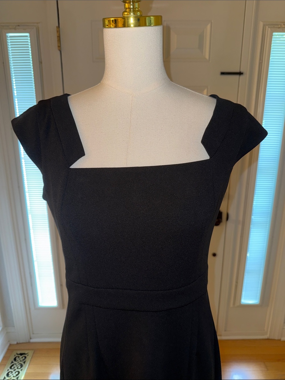 Donna Karan Black Square-Neck Midi Sheath Dress - Picture 3 of 7